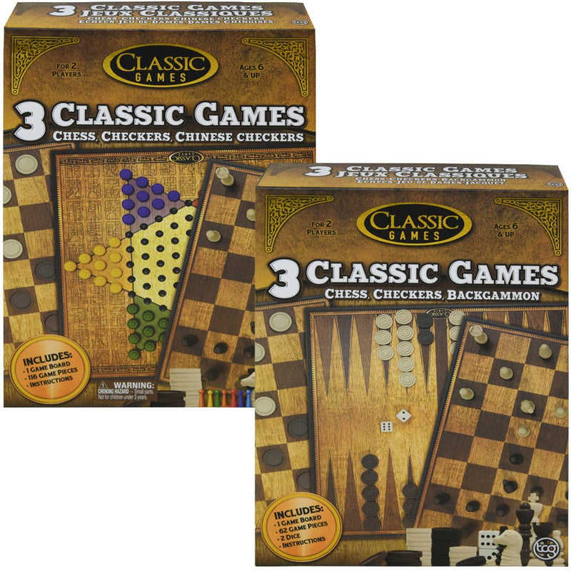 3 in 1 Asst Deluxe Game Pack - Chess Checkers and Chinese Checkers